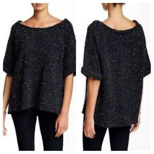 FREE PEOPLE | NWT Navy Slouchy Short Sleeve Sweater Size Small